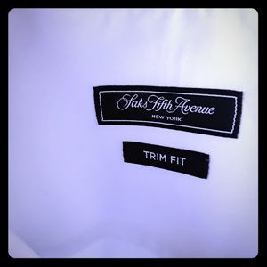 Saks fifth avenue Trim fit Solid white Dress shirt